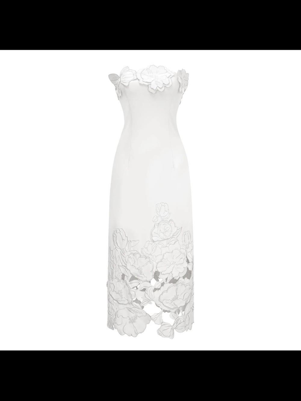 Miss Rosier White Strapless Floral Lace Midi Dress - Picture 2 of 7